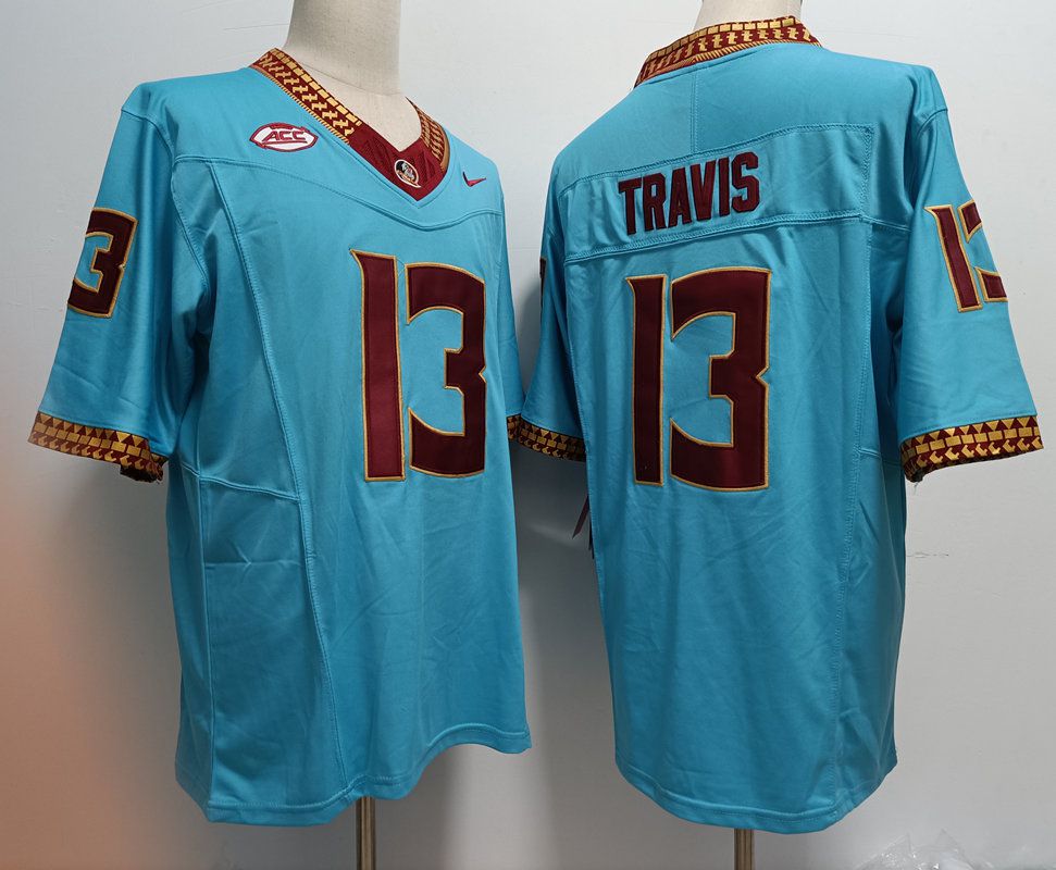 Men Florida State Seminoles FSU #13 Travis Blue Nike 2025 NCAA Jersey->ncaa teams->NCAA Jersey